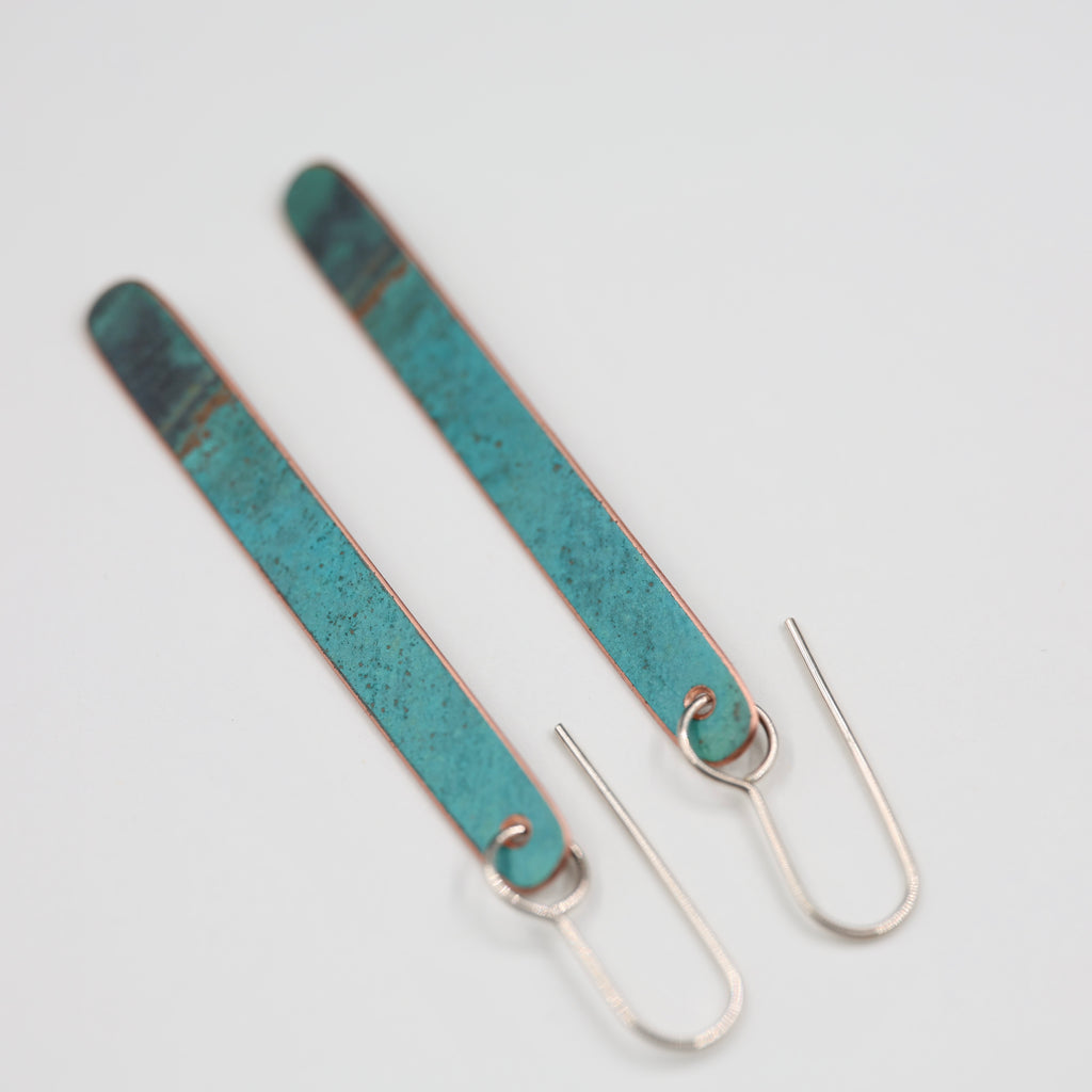 Copper Patina Earrings - Long 1