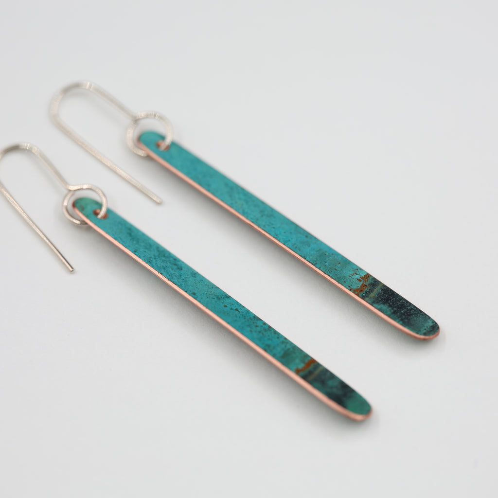 Copper Patina Earrings - Long 1