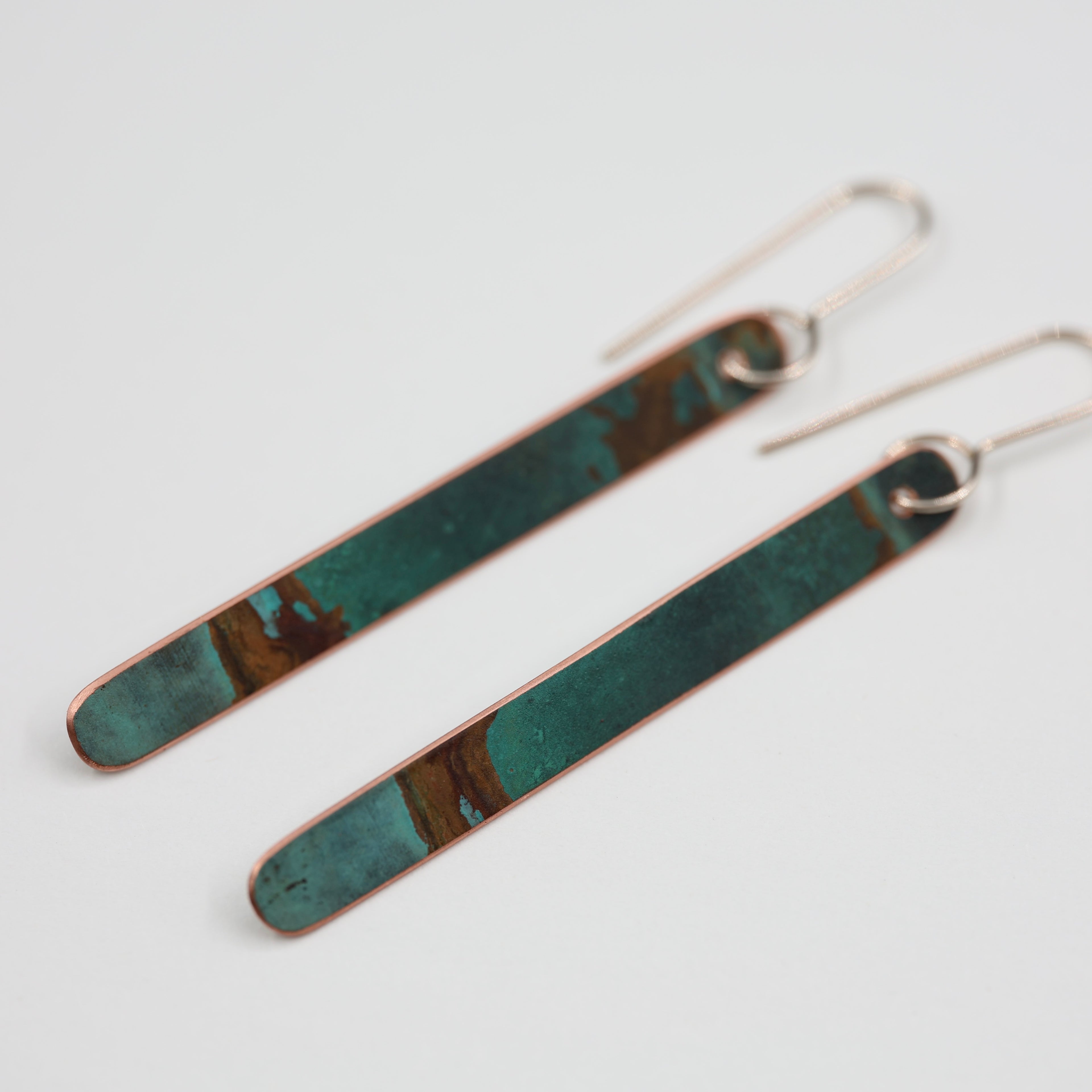 Copper Patina Earrings - Long