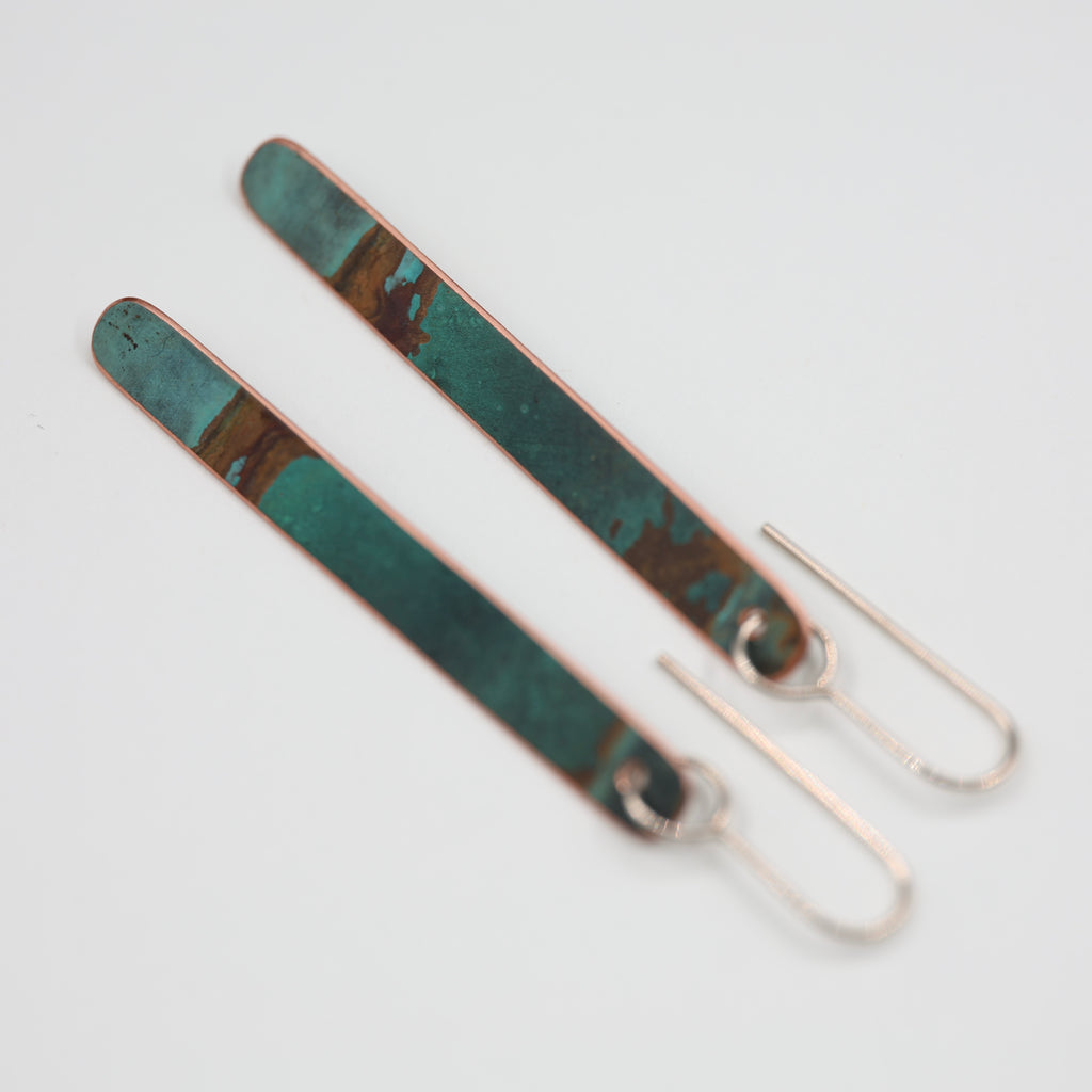 Copper Patina Earrings - Long