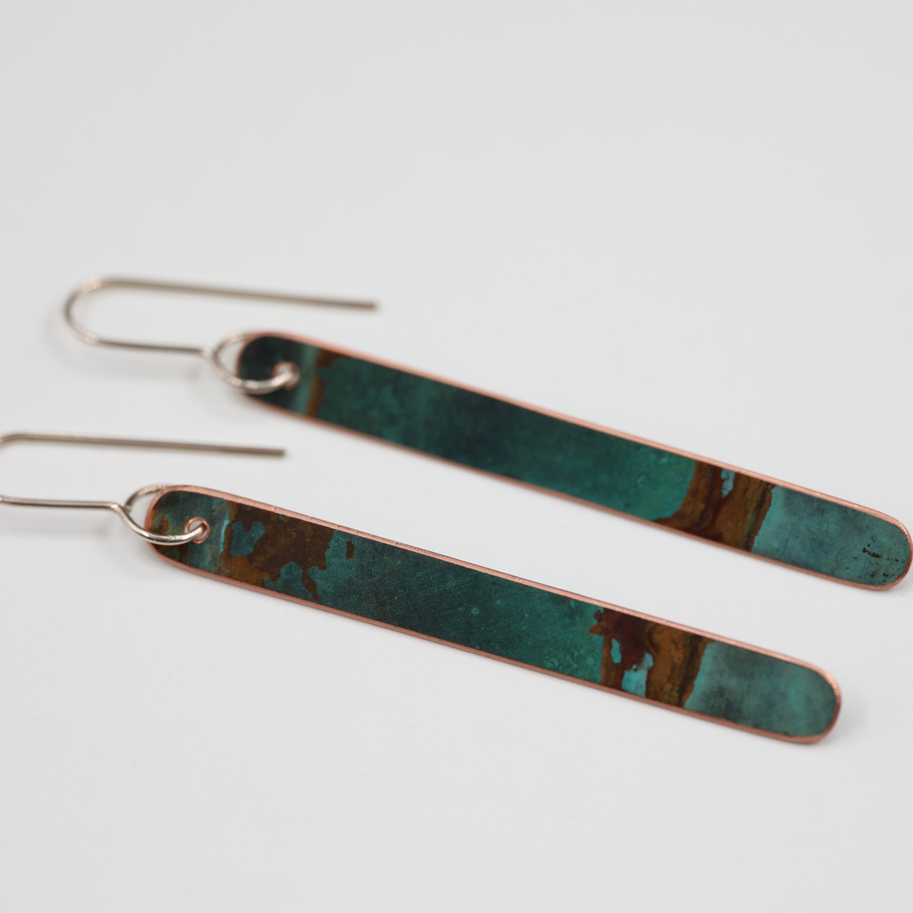 Copper Patina Earrings - Long