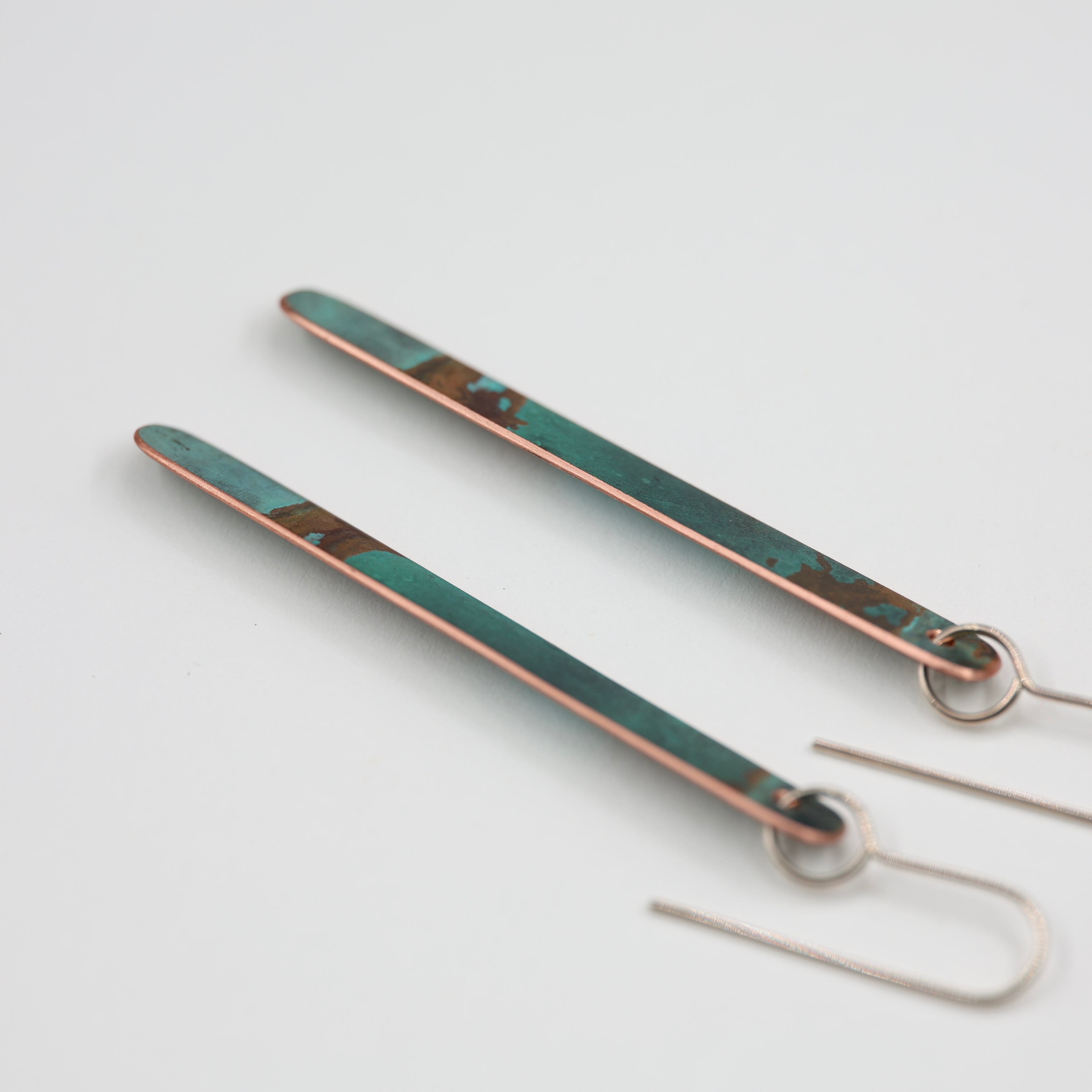 Copper Patina Earrings - Long