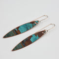 Copper Patina Earrings - Narrow Leaf 2