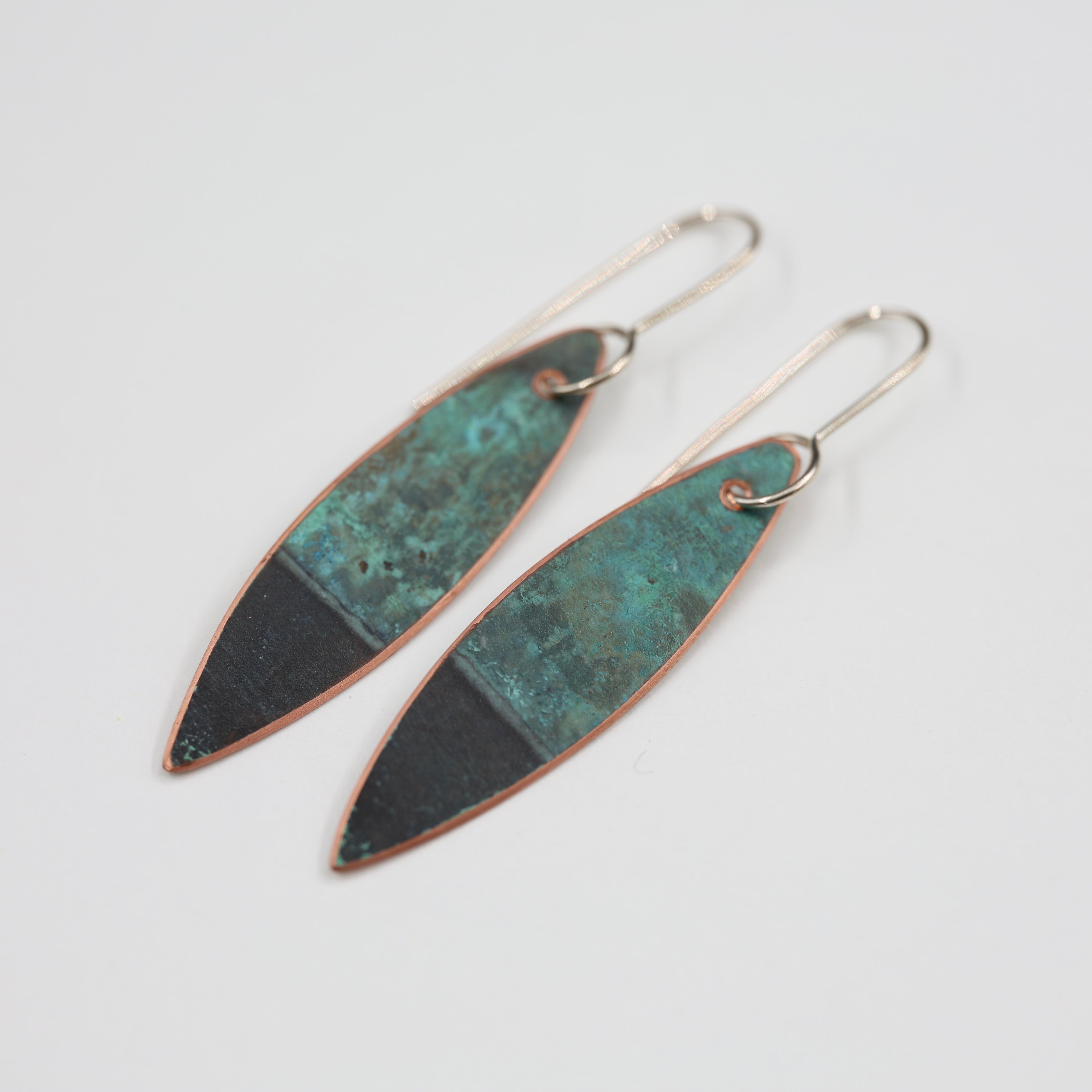 Copper Patina Earrings - Leaf
