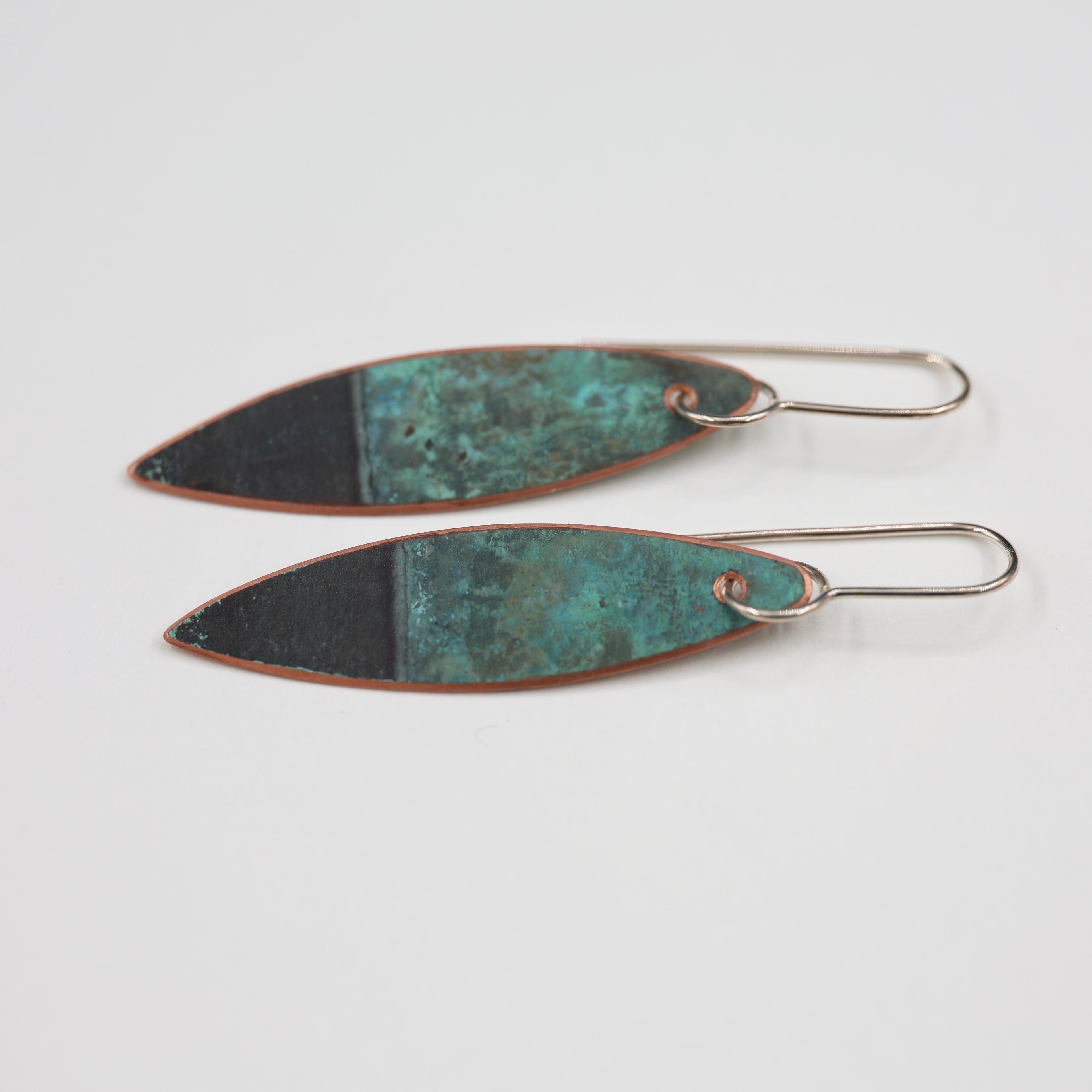 Copper Patina Earrings - Leaf