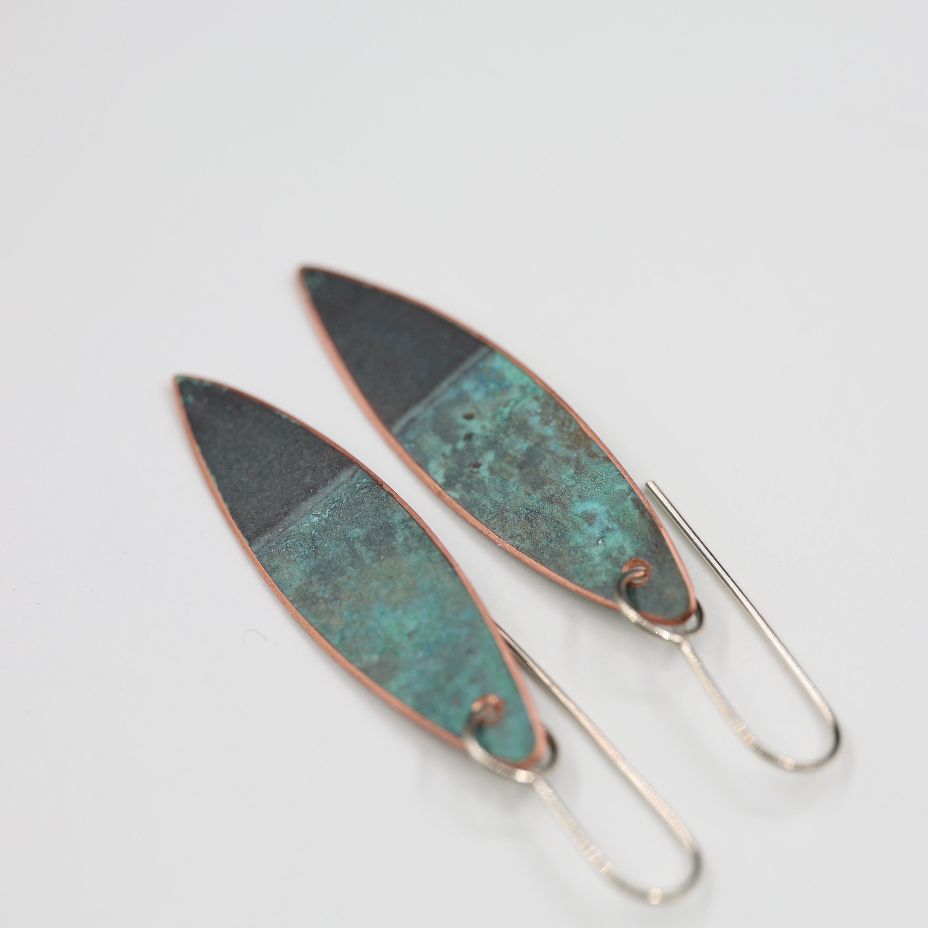 Copper Patina Earrings - Leaf