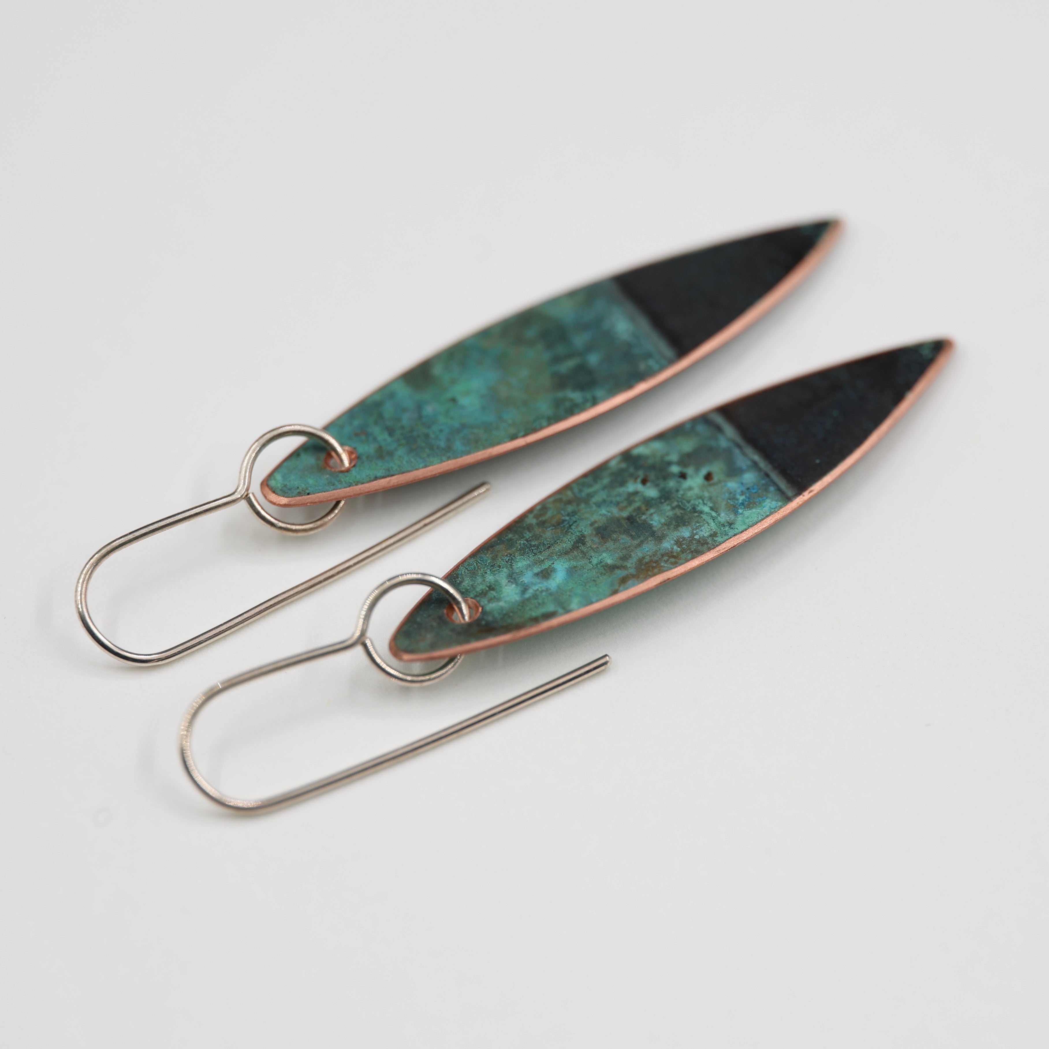 Copper Patina Earrings - Leaf