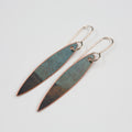 Copper Patina Earrings - Narrow Leaf 3
