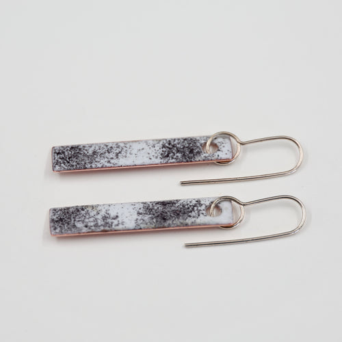 Black & white Enamel Earrings / Long Rectangle