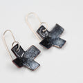Black & white Enamel Earrings / Cross