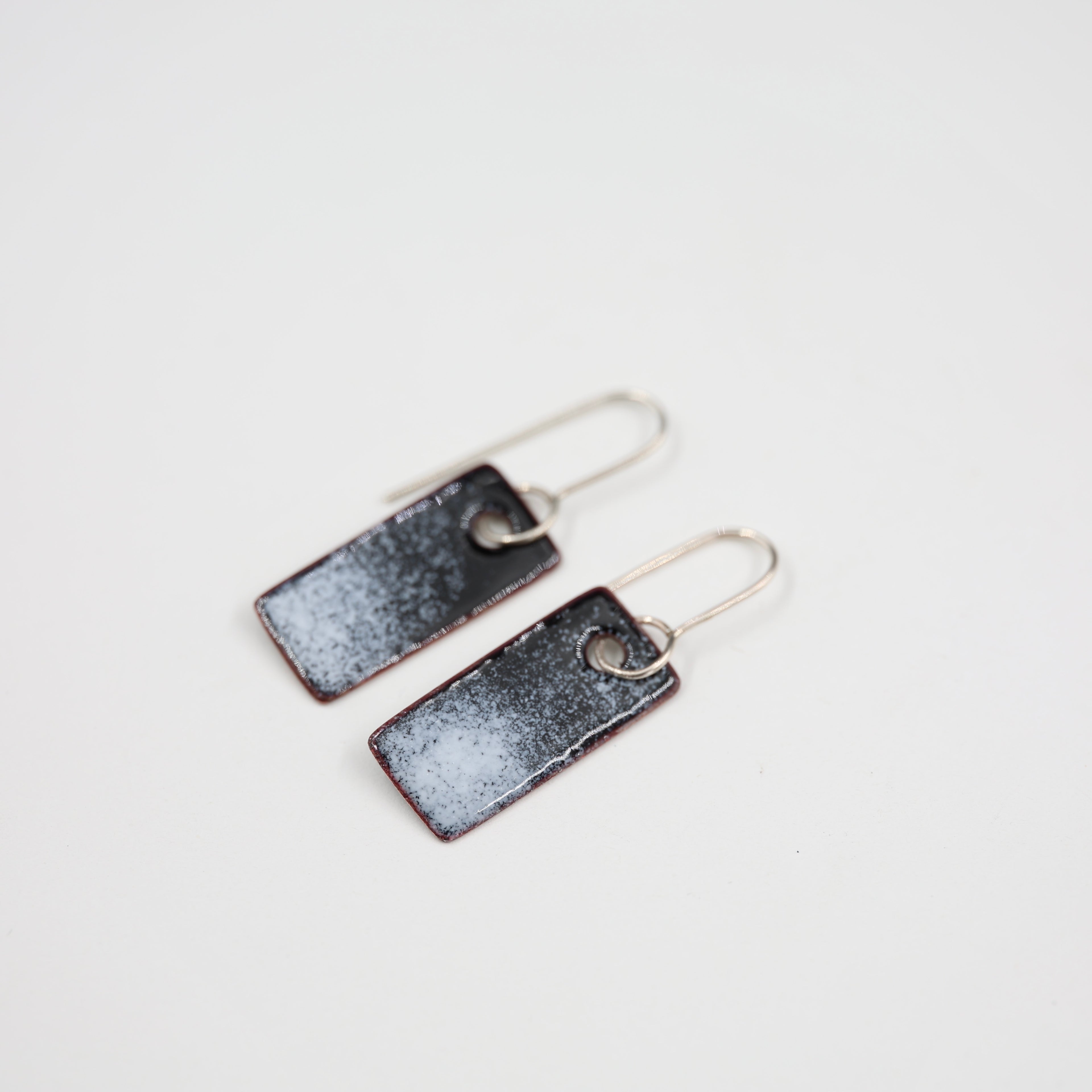 Black & white Enamel Earrings / Wide Rectangle
