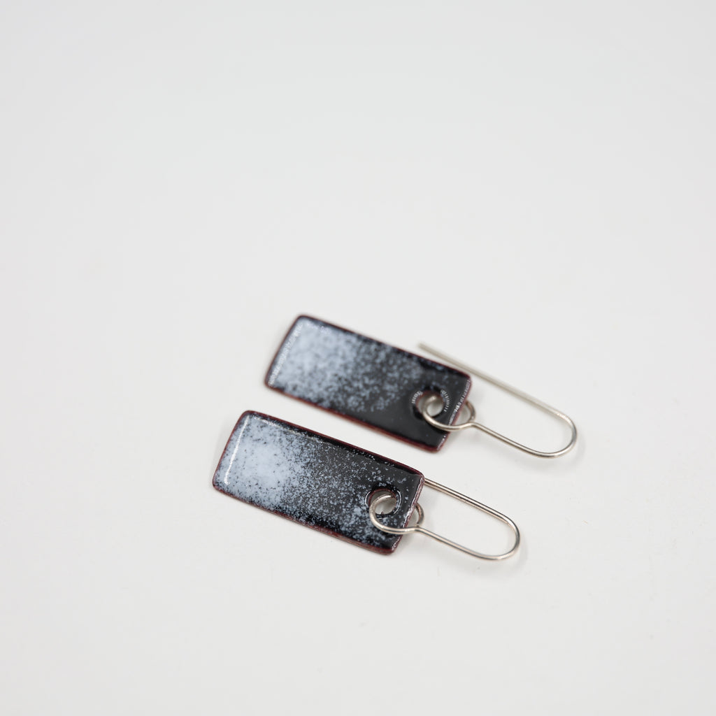 Black & white Enamel Earrings / Wide Rectangle