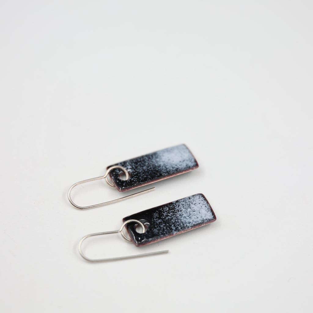 Black & white Enamel Earrings / Wide Rectangle