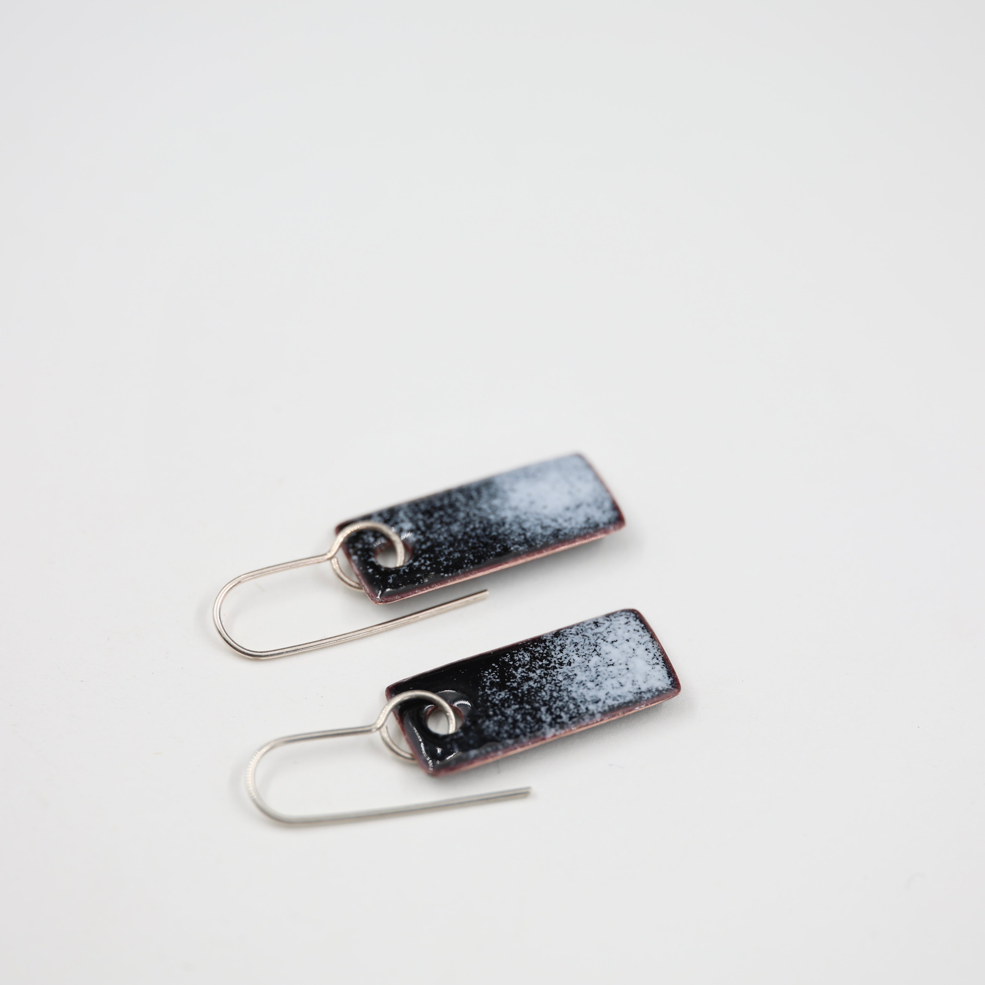Black & white Enamel Earrings / Wide Rectangle