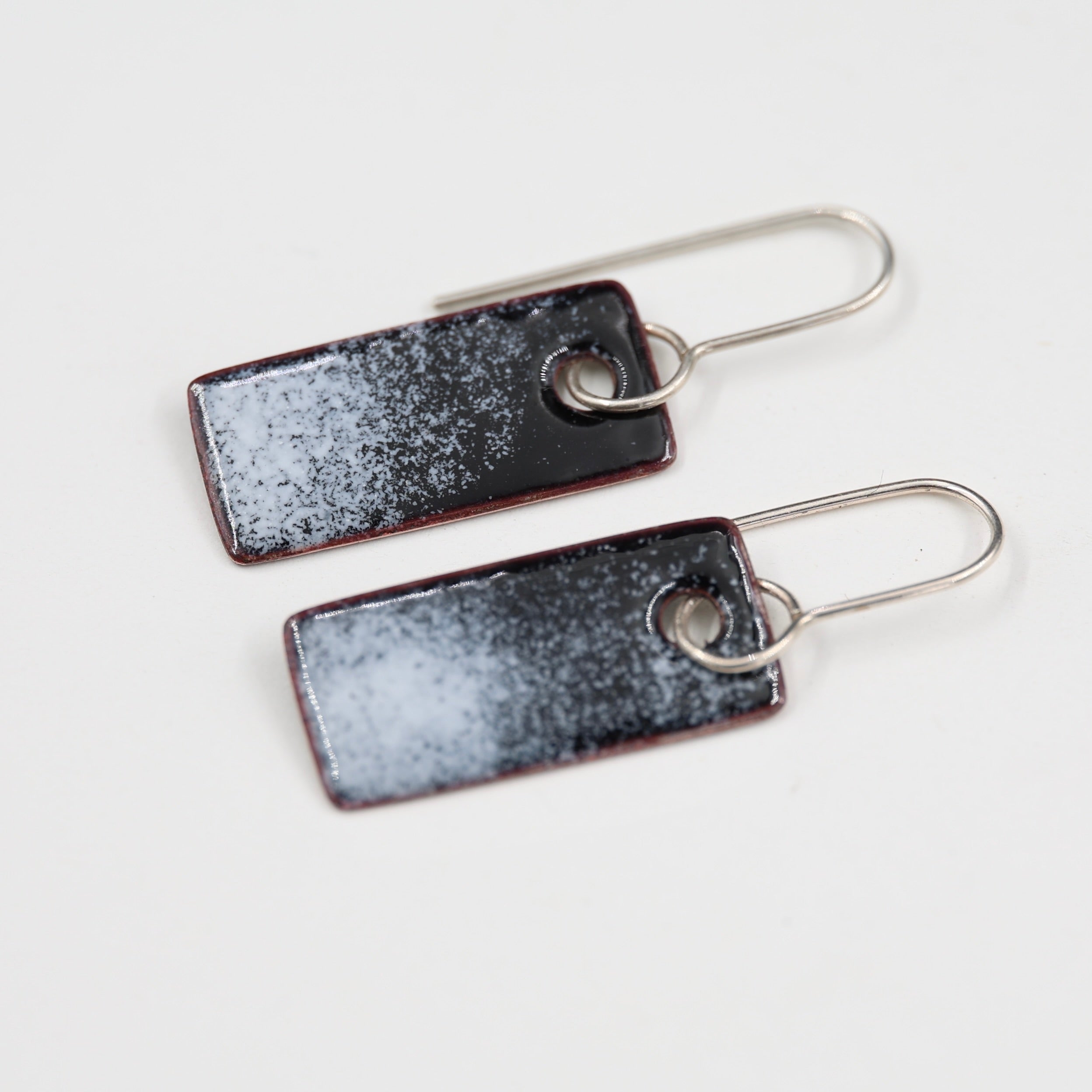 Black & white Enamel Earrings / Wide Rectangle