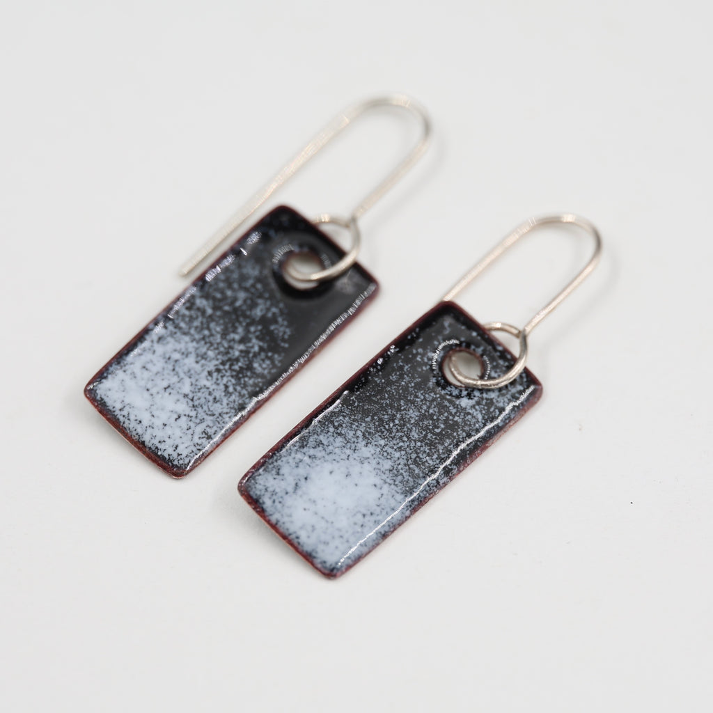 Black & white Enamel Earrings / Wide Rectangle