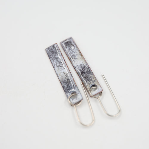 Black & white Enamel Earrings / Long Rectangle