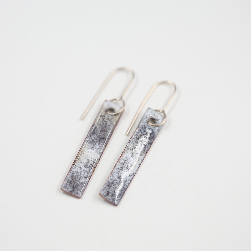 Black & white Enamel Earrings / Long Rectangle