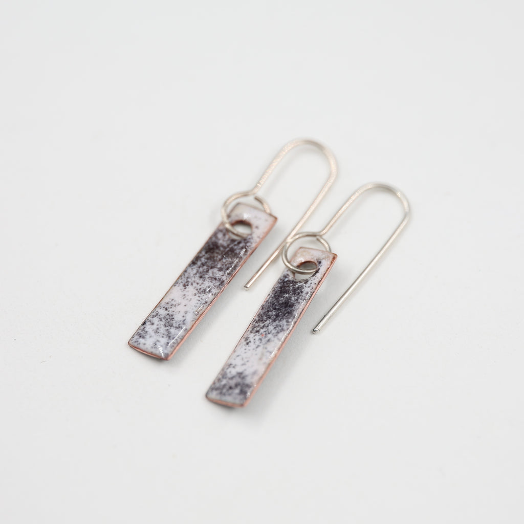 Black & white Enamel Earrings / Medium Rectangle