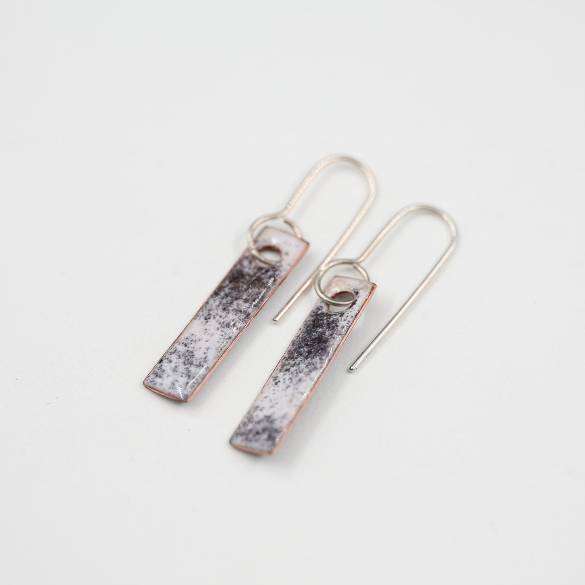 Black & white Enamel Earrings / Medium Rectangle