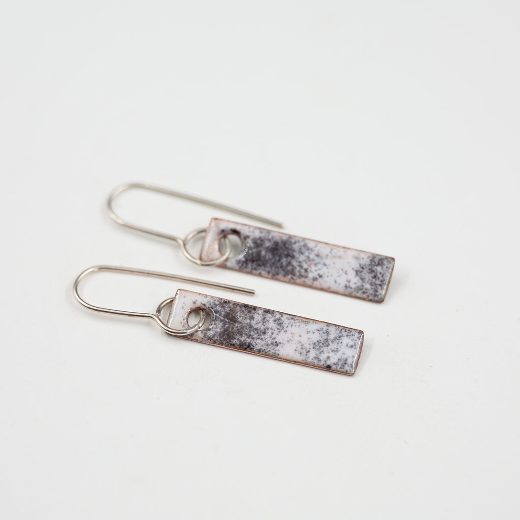 Black & white Enamel Earrings / Medium Rectangle
