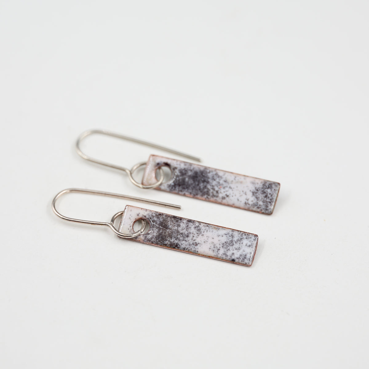 Black & white Enamel Earrings / Medium Rectangle