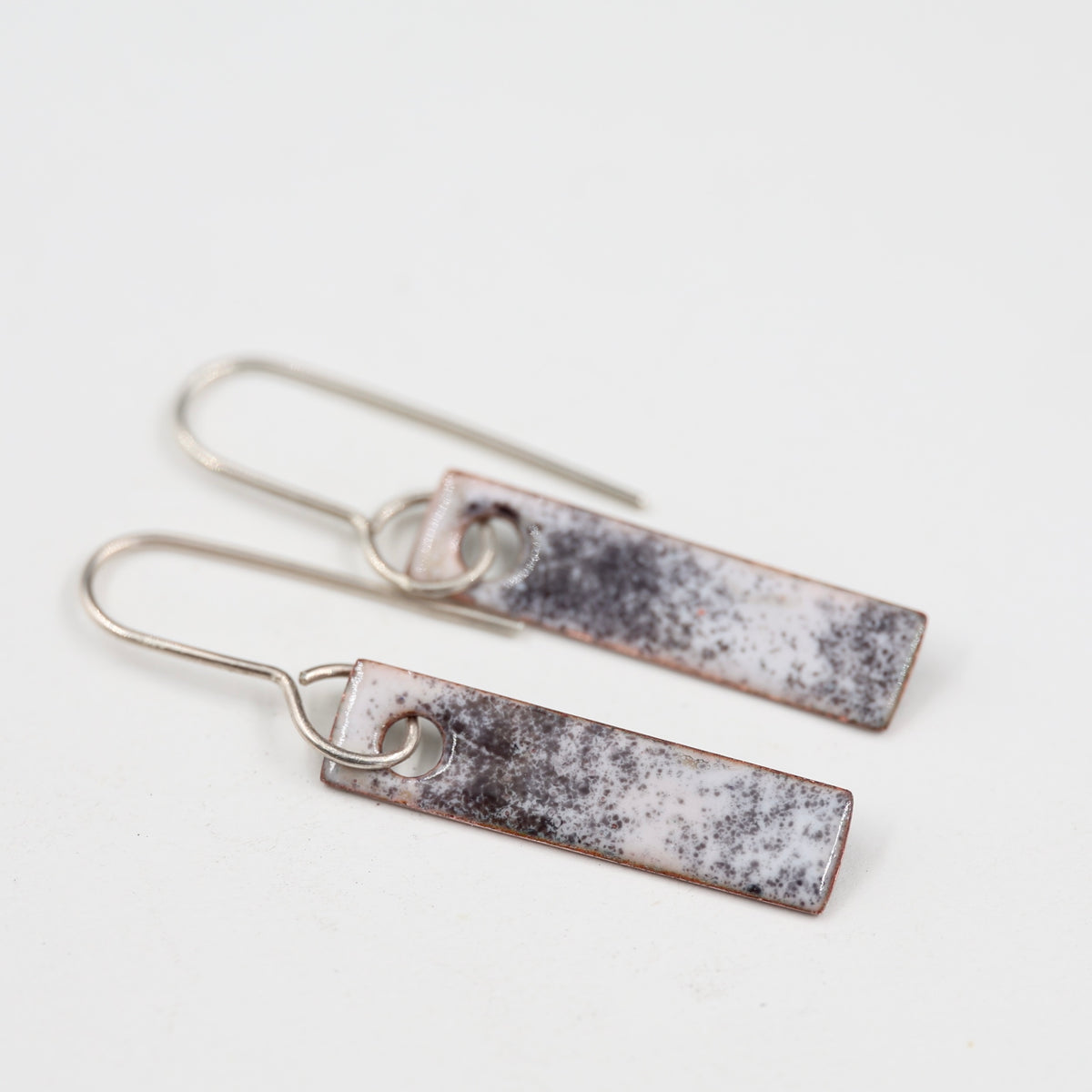 Black & white Enamel Earrings / Medium Rectangle