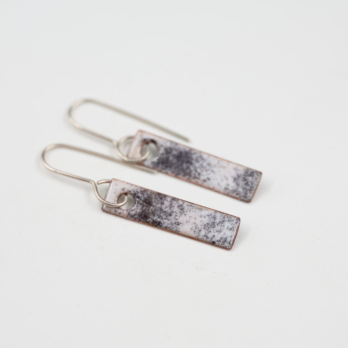 Black & white Enamel Earrings / Medium Rectangle