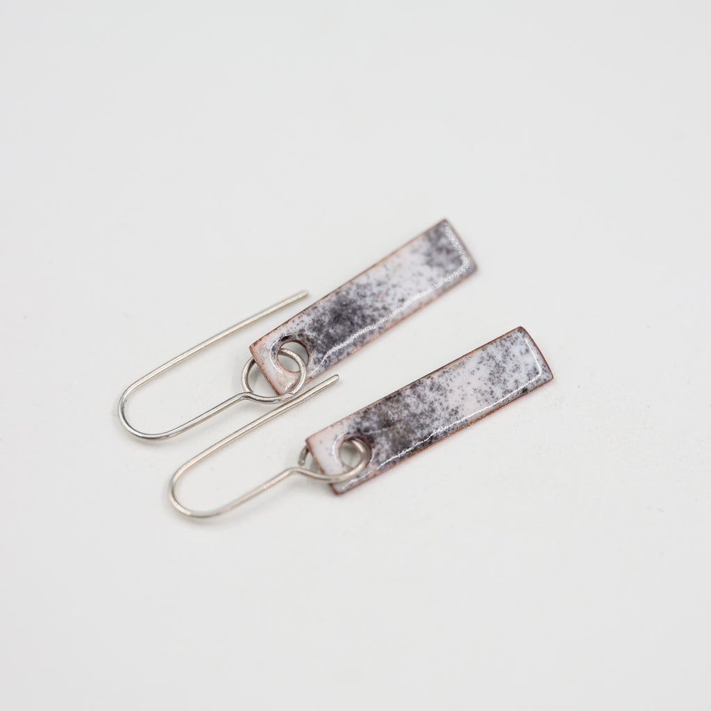 Black & white Enamel Earrings / Medium Rectangle