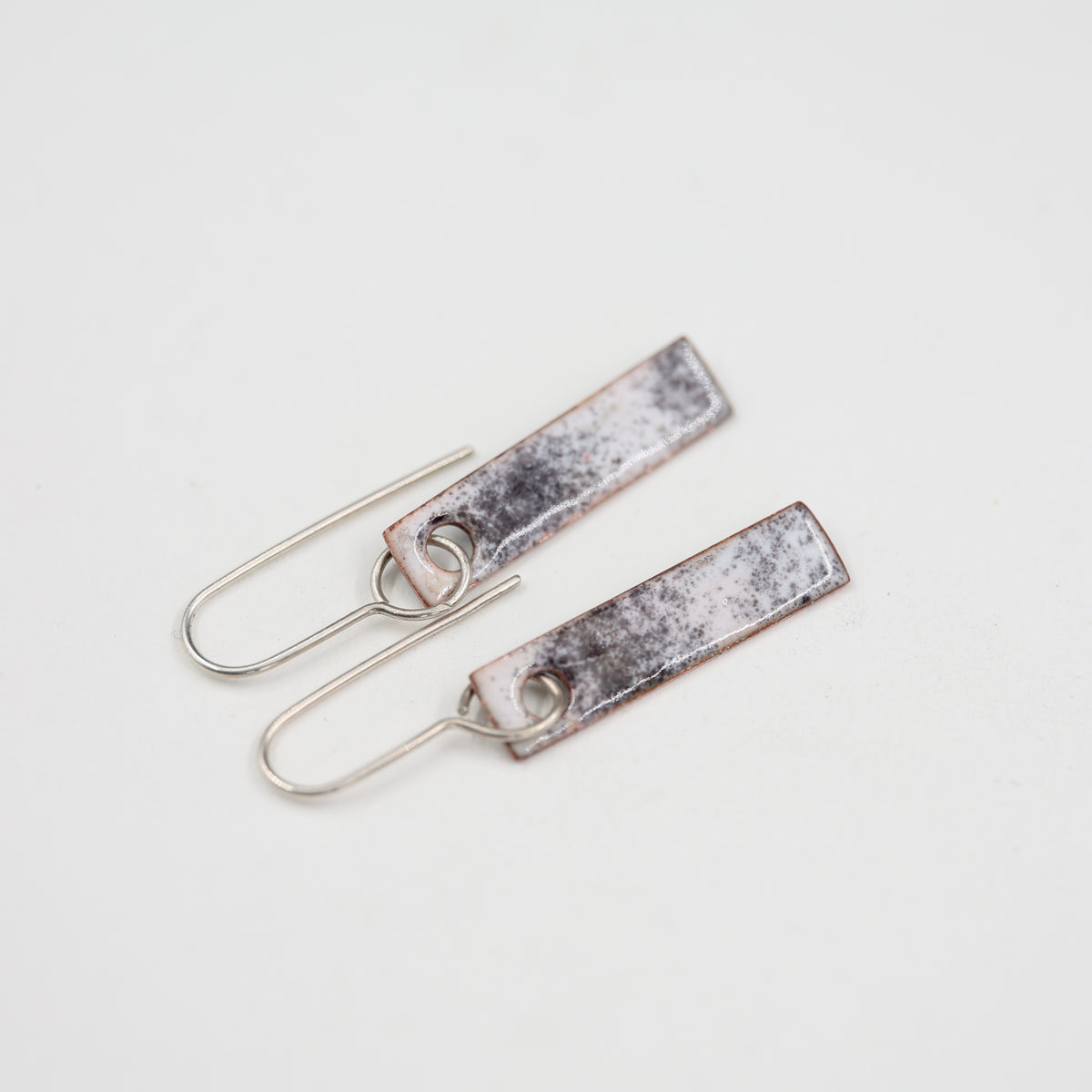 Black & white Enamel Earrings / Medium Rectangle