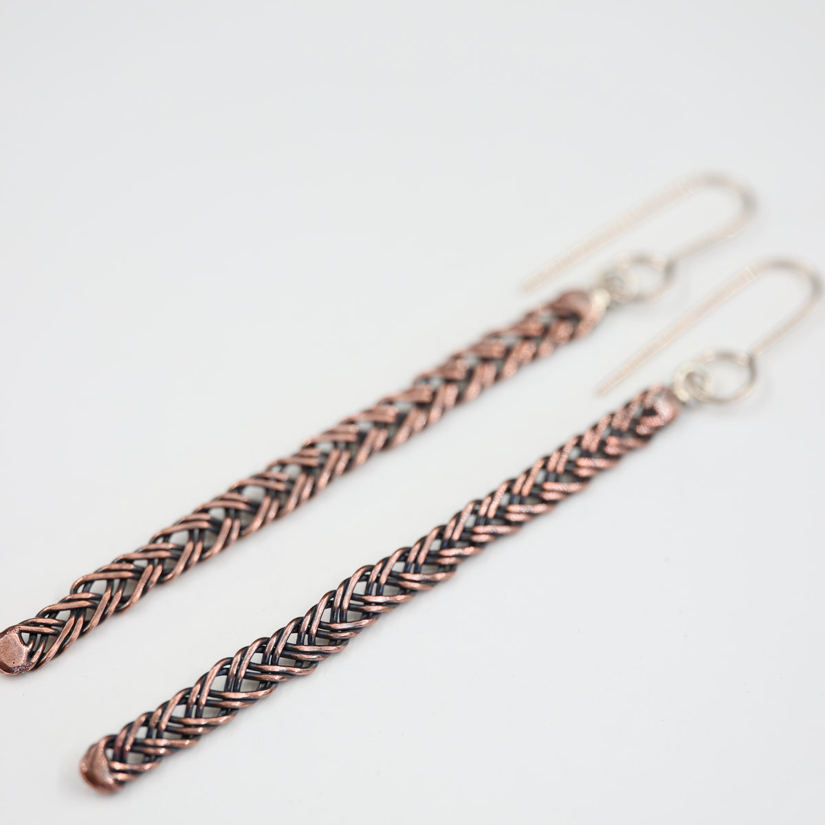Copper Wire plait - Long Earrings
