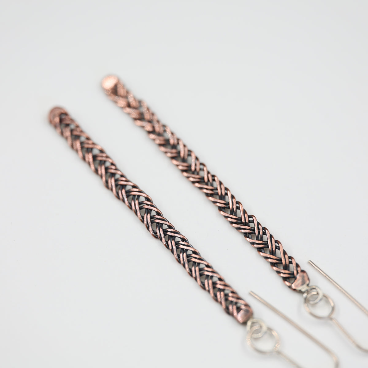 Copper Wire plait - Long Earrings