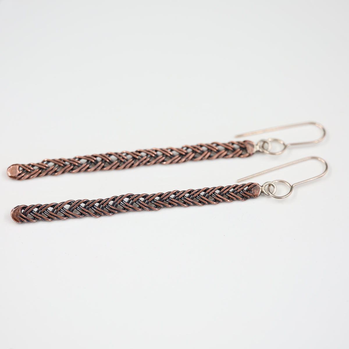 Copper Wire plait - Long Earrings