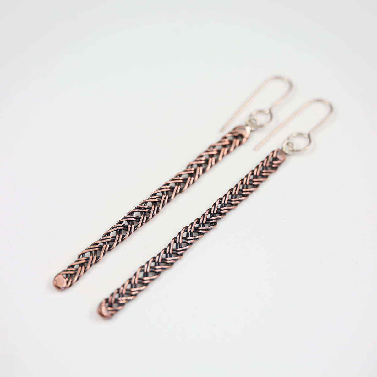 Copper Wire plait - Long Earrings