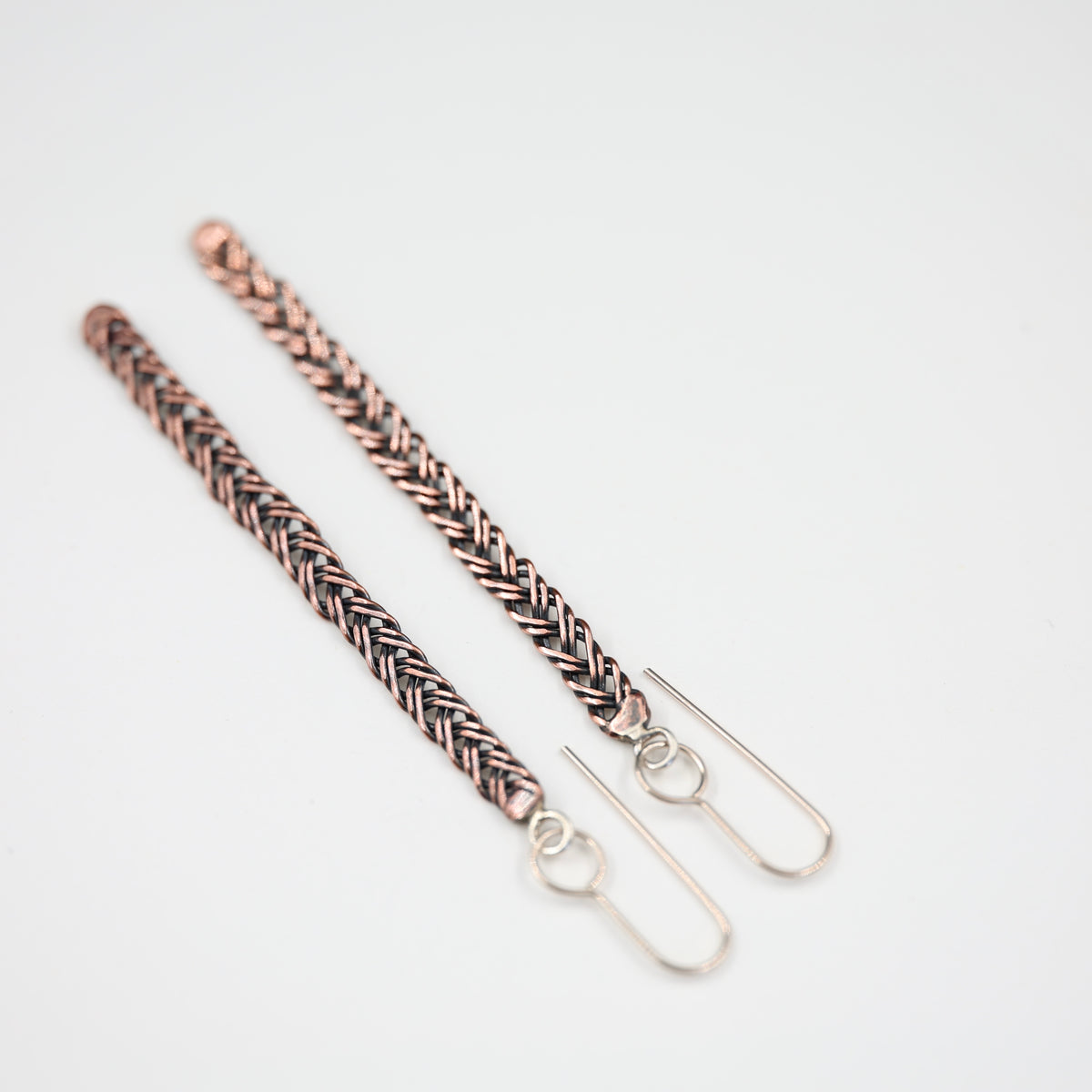 Copper Wire plait - Long Earrings