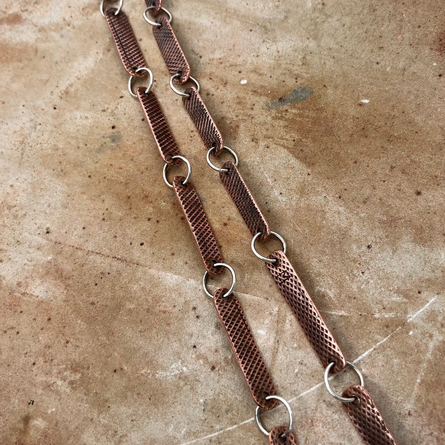 Copper Textured Chain Style Necklace