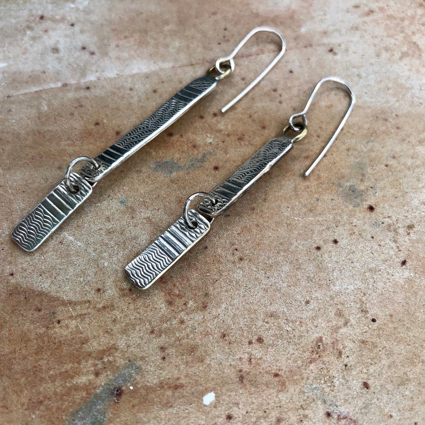 Textured Uneven Joined Earrings,