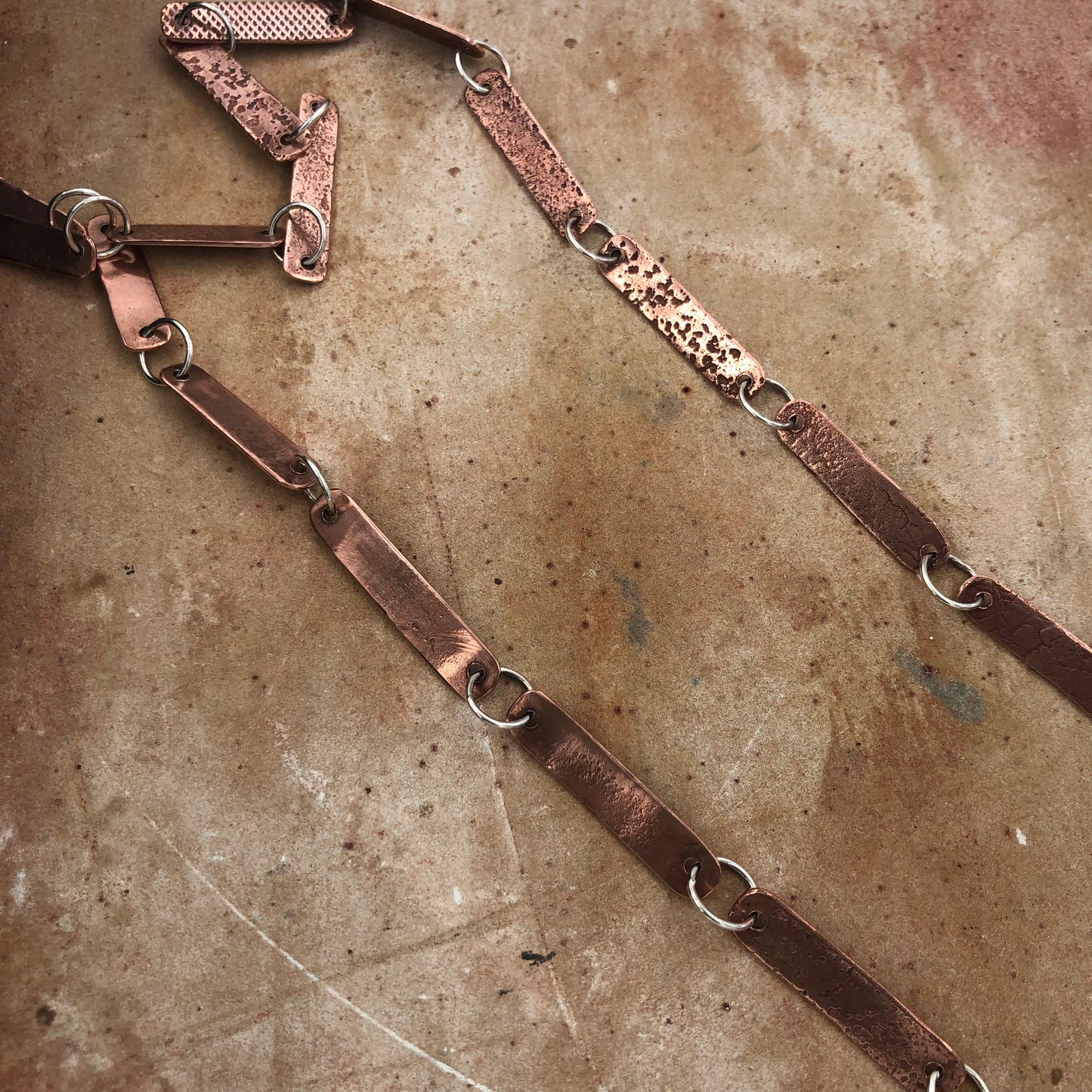 Copper Textured Chain Style Necklace