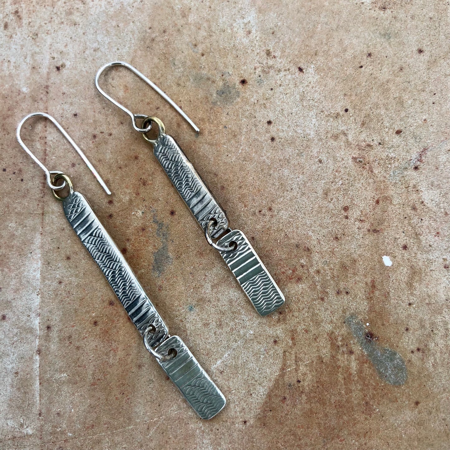 Textured Uneven Joined Earrings,