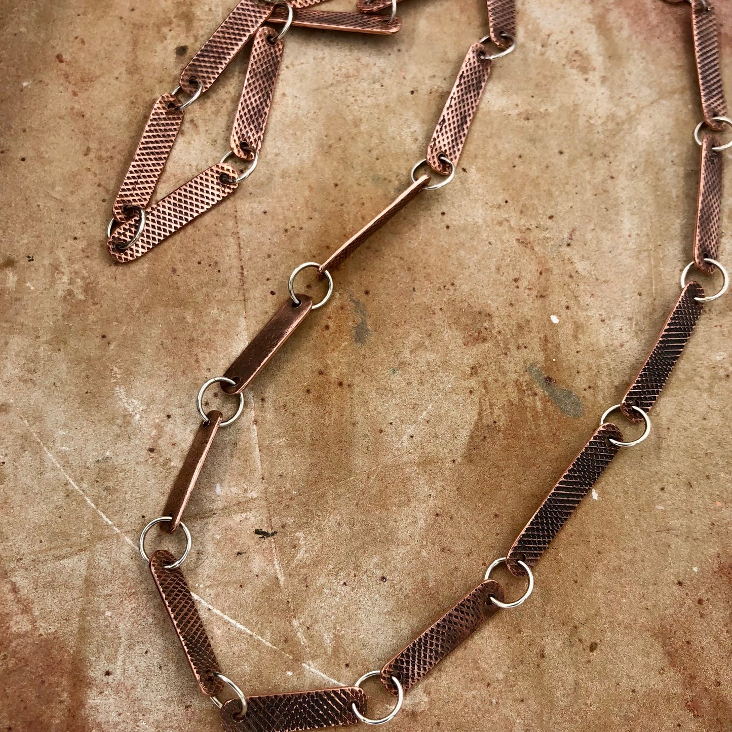 Copper Textured Chain Style Necklace