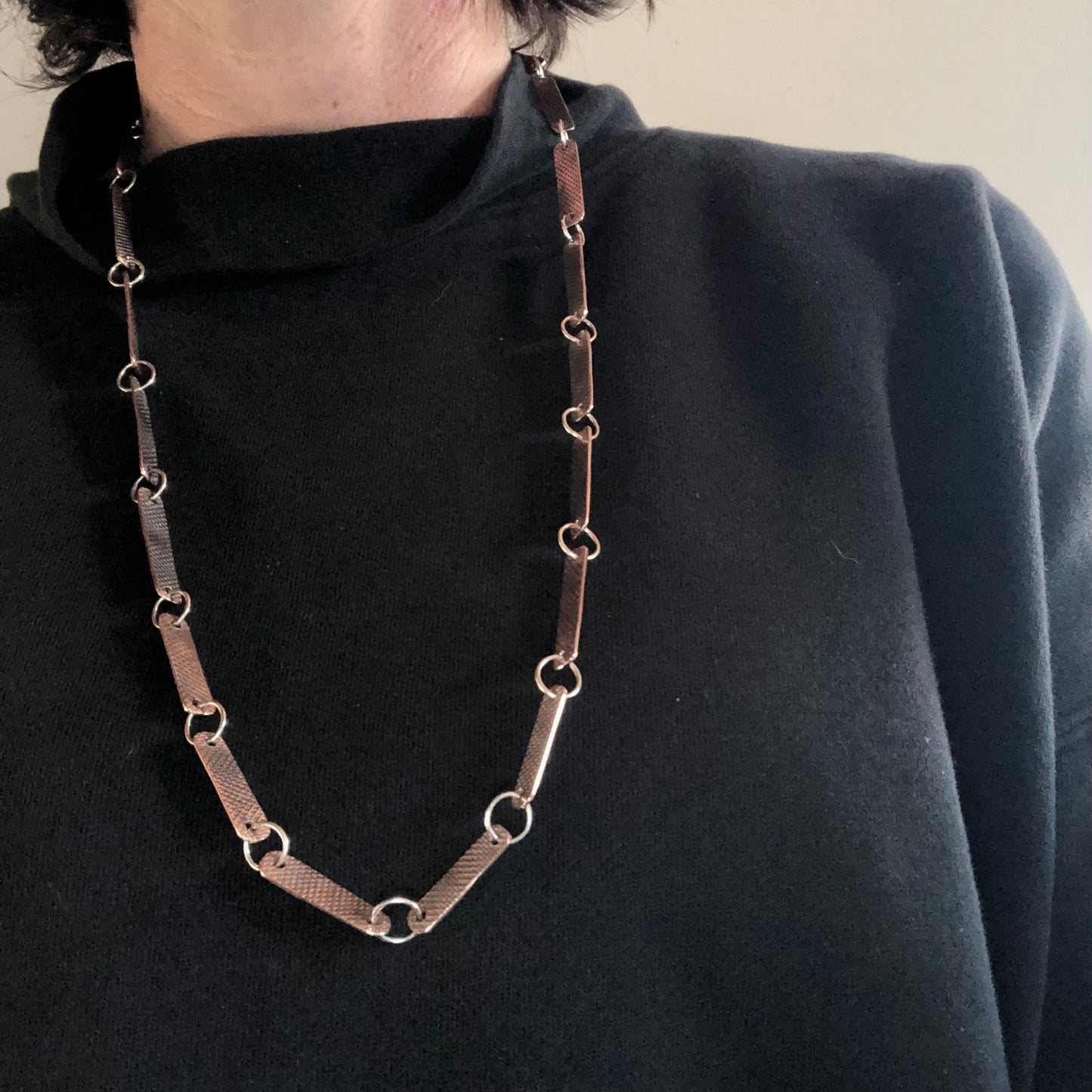 Copper Textured Chain Style Necklace