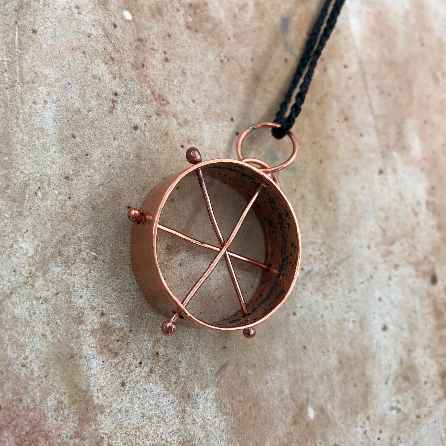 Copper Cross Line Pendant