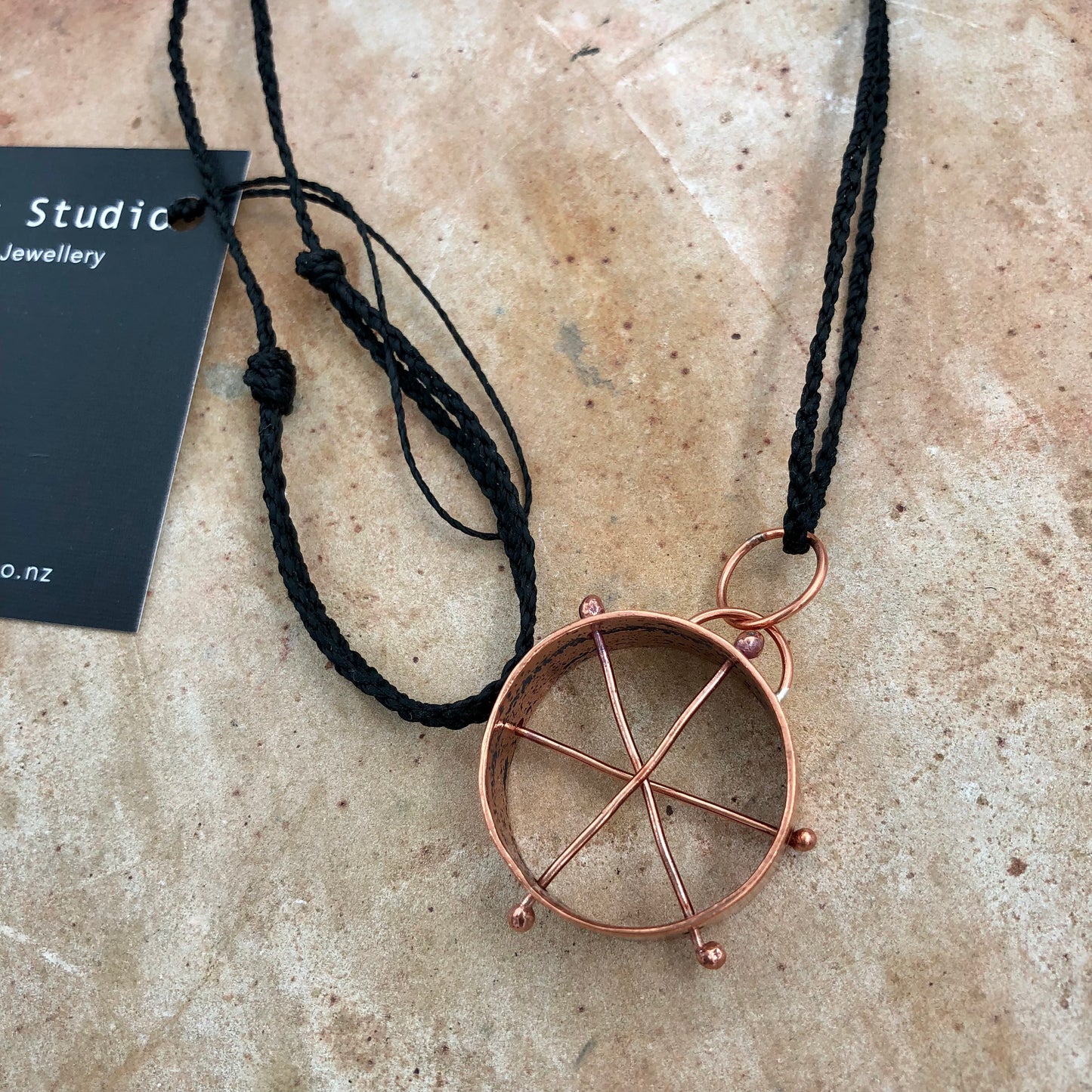 Copper Cross Line Pendant