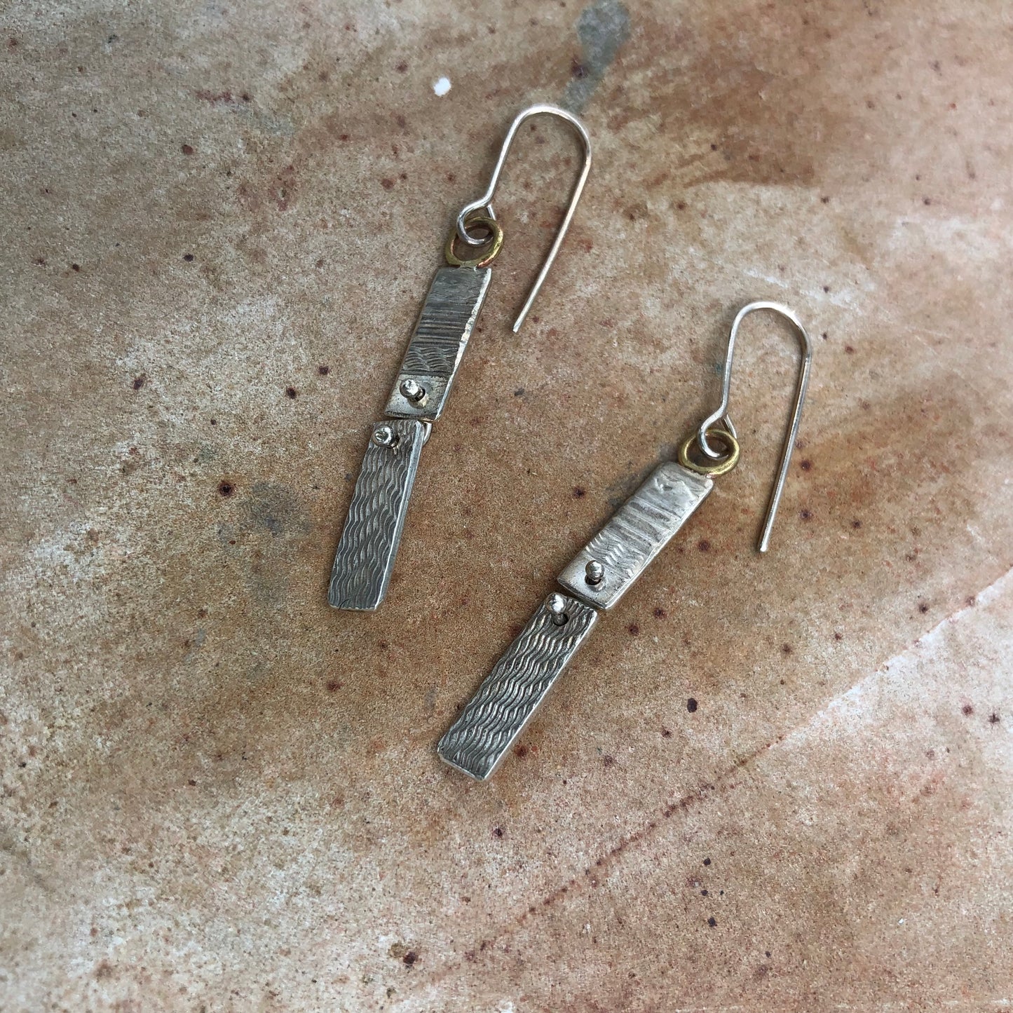 Textured Long Wire Joined Earrings