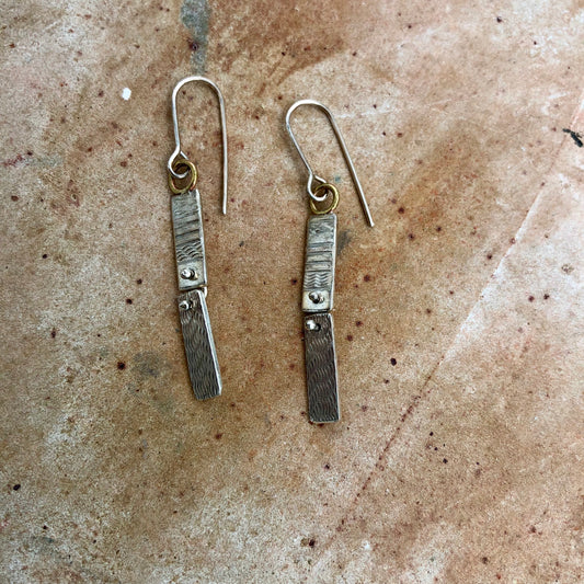 Textured Long Wire Joined Earrings