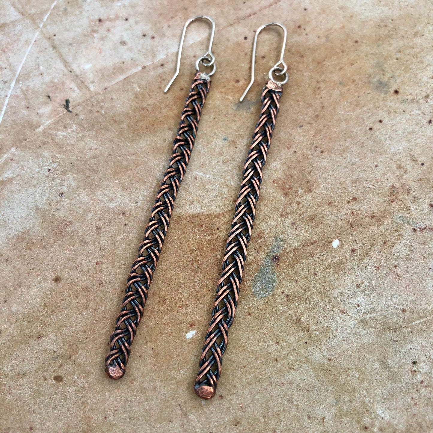 Copper Electrical Wire Plait Earrings