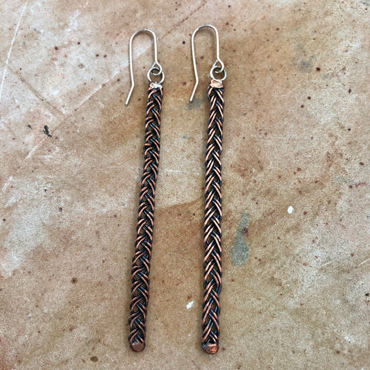 Copper Electrical Wire Plait Earrings