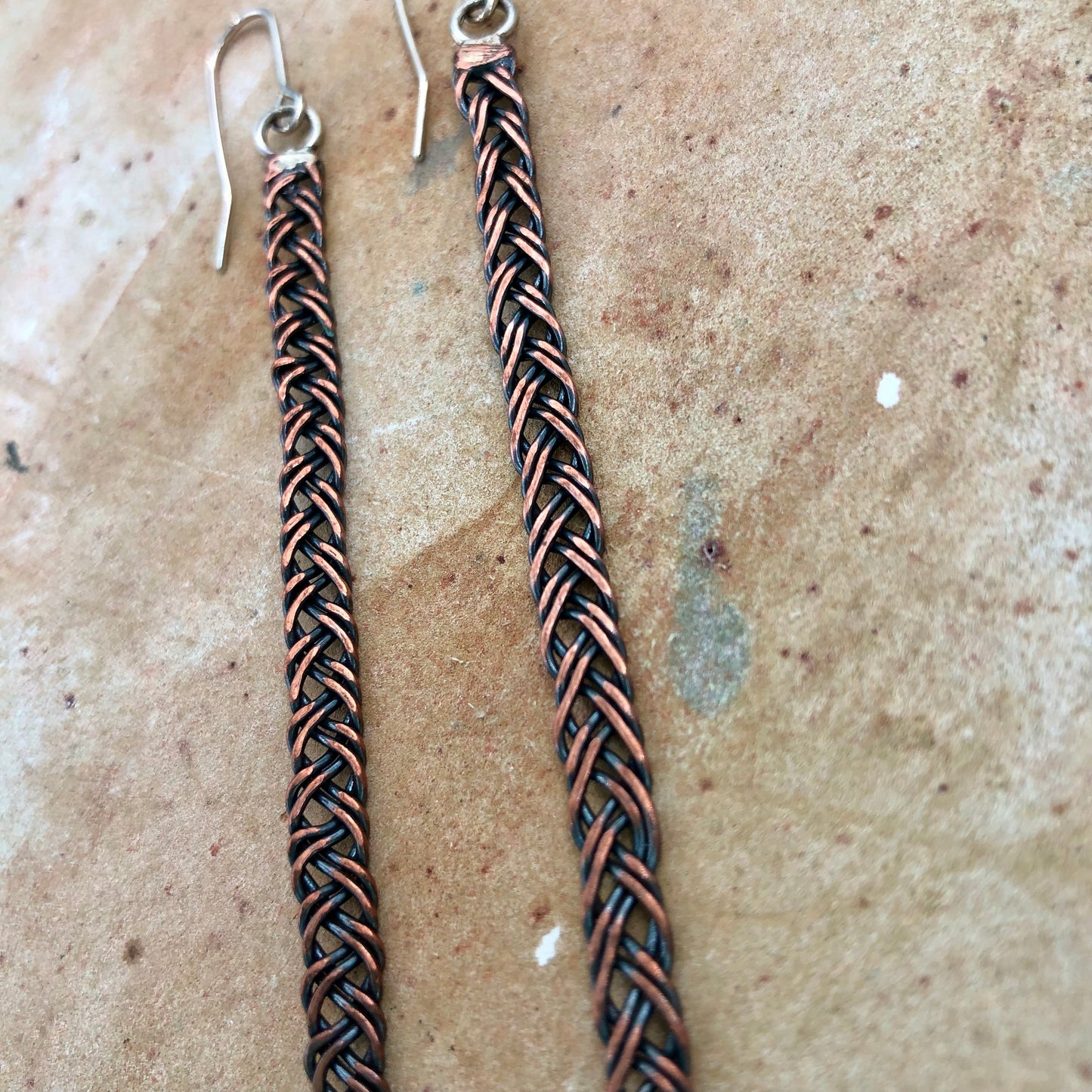 Copper Electrical Wire Plait Earrings