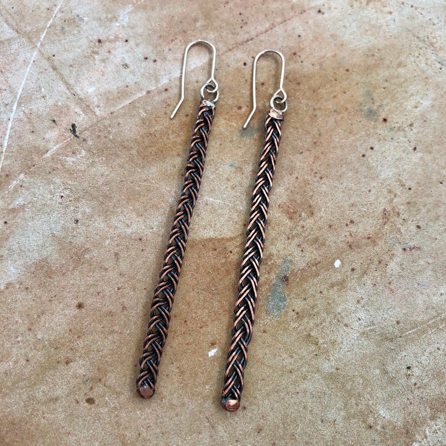 Copper Electrical Wire Plait Earrings